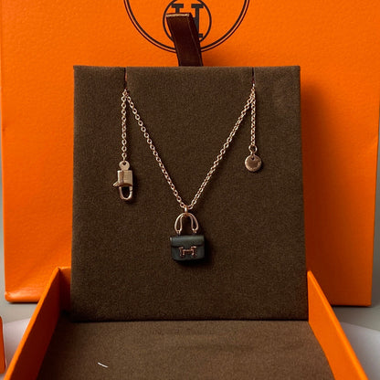 [OAKJURI Jewelry]CONSTANCE BLACK PEDANT PINK GOLD NECKLACE