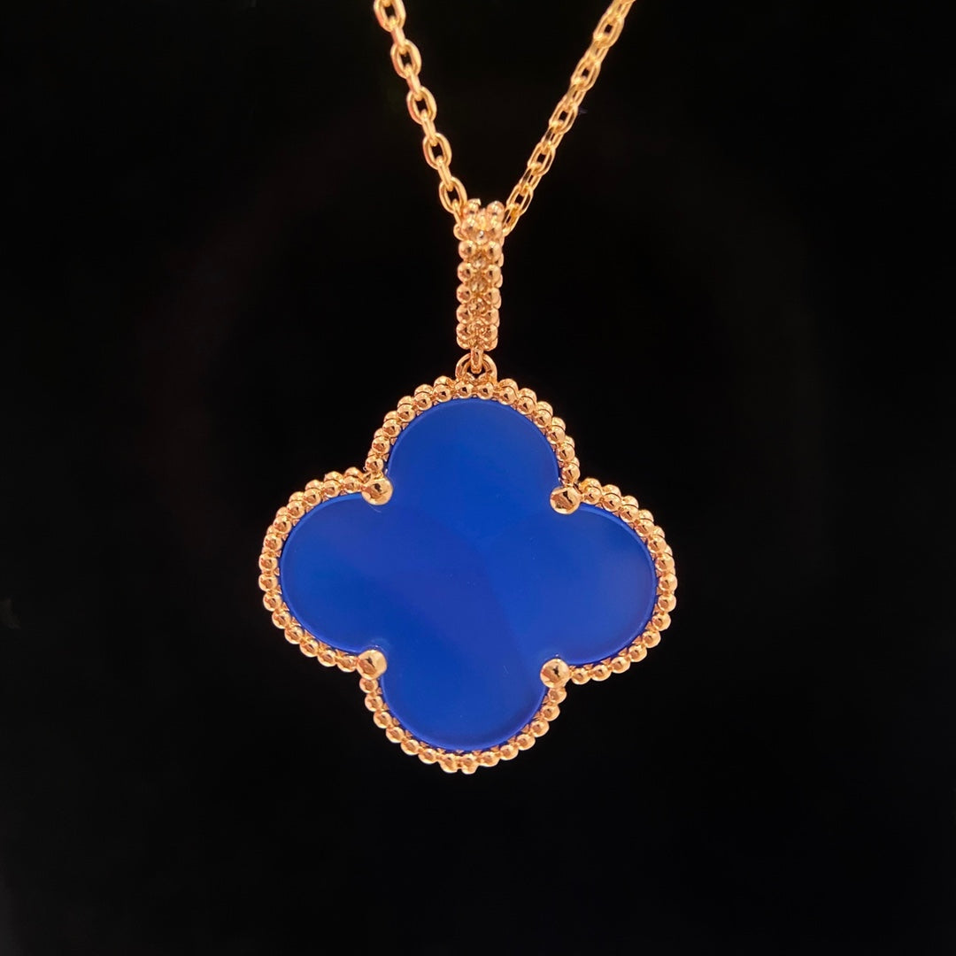 [OAKJURI Jewelry]CLOVER 25MM NECKLACE TURQUOISE ROSE GOLD