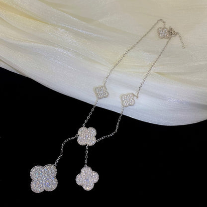 [OAKJURI Jewelry]CLOVER 5 MOTIFS SILVER DIAMONDS NECKLACE