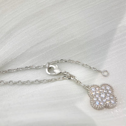 [OAKJURI Jewelry]CLOVER 5 MOTIFS SILVER DIAMONDS NECKLACE
