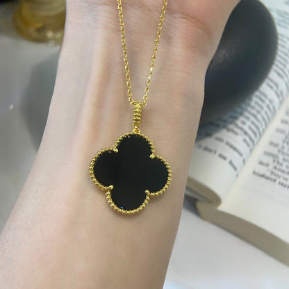 [OAKJURI Jewelry]CLOVER 25MM NECKLACE GOLD ONYX