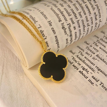 [OAKJURI Jewelry]CLOVER 25MM NECKLACE GOLD ONYX