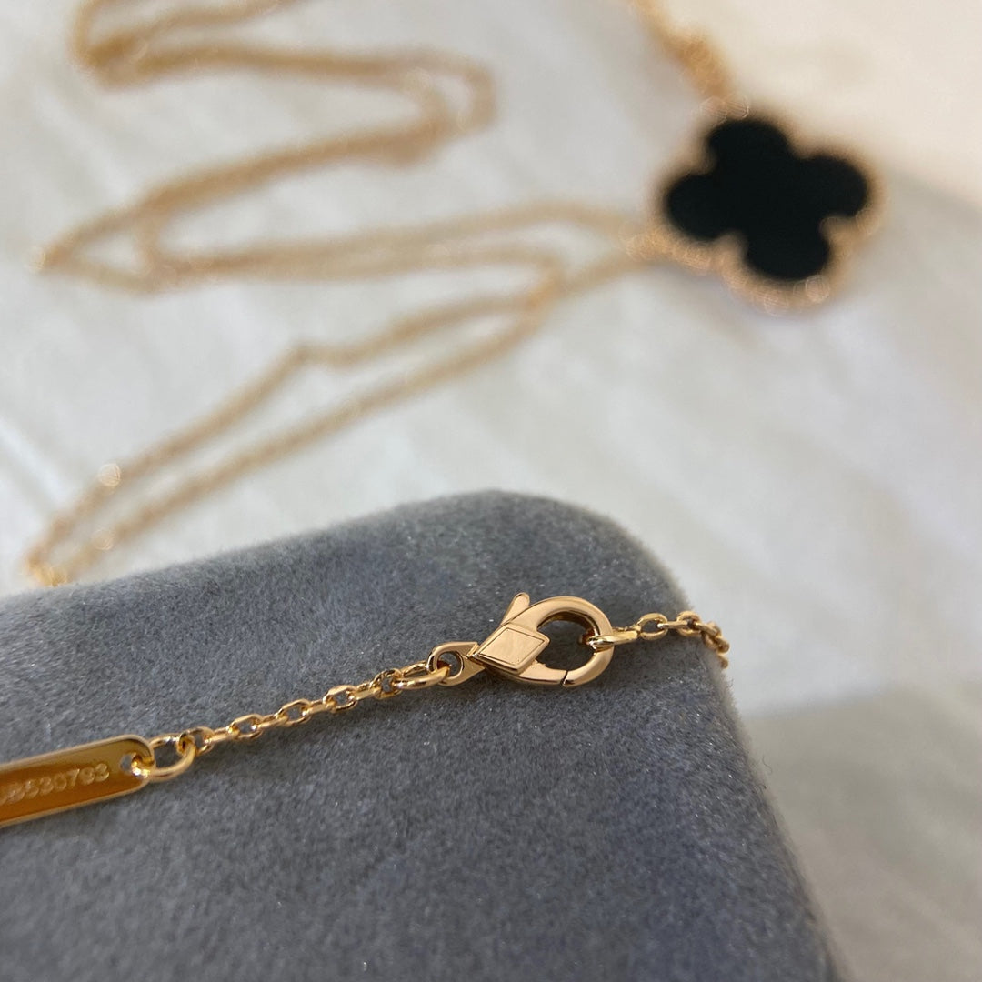 [OAKJURI Jewelry]CLOVER 25MM NECKLACE GOLD ONYX