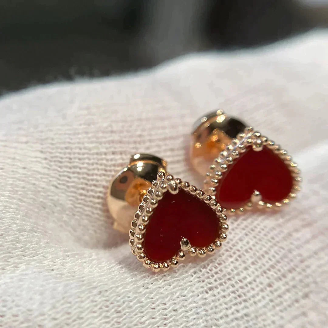 [OAKJURI Jewelry]HEART CARNELIAN STUD EARRINGS
