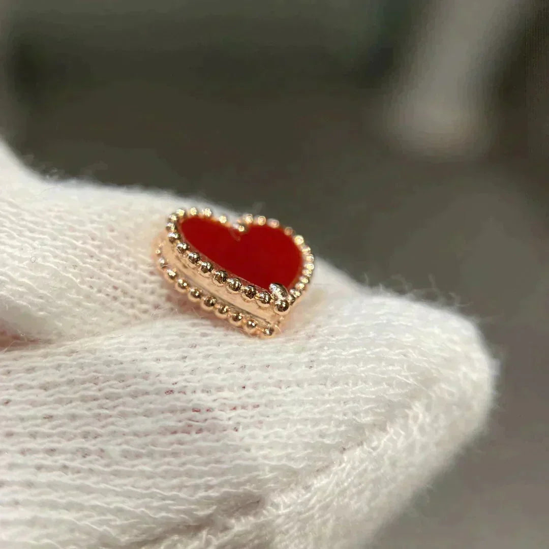 [OAKJURI Jewelry]HEART CARNELIAN STUD EARRINGS