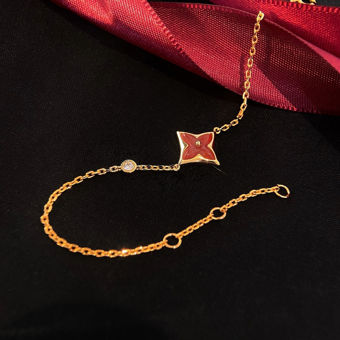[OAKJURI Jewelry]COLOR STAR CARNELIAN PINK GOLD DIAMOND BRACELET