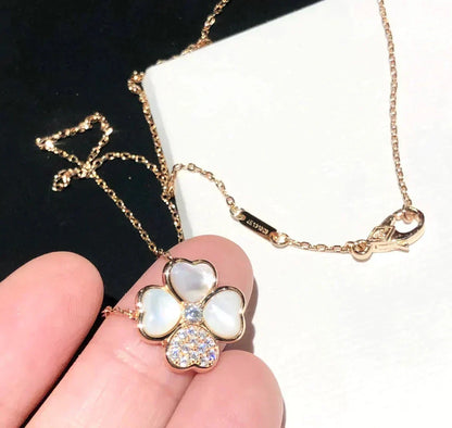 [OAKJURI Jewelry]CLOVER MOP DIAMOND ROSE GOLD NECKLACE