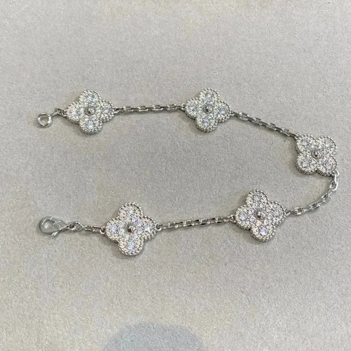 [OAKJURI Jewelry] CLOVER 5 MOTIF FULL DIAMOND BRACELET COLLECTION
