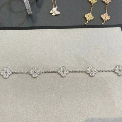 [OAKJURI Jewelry] CLOVER 5 MOTIF FULL DIAMOND BRACELET COLLECTION