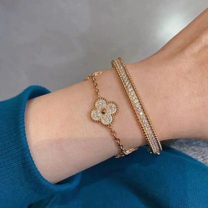 [OAKJURI Jewelry] CLOVER 5 MOTIF FULL DIAMOND BRACELET COLLECTION