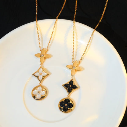 [OAKJURI Jewelry]STAR AND SUN ONYX PINK GOLD NECKLACE