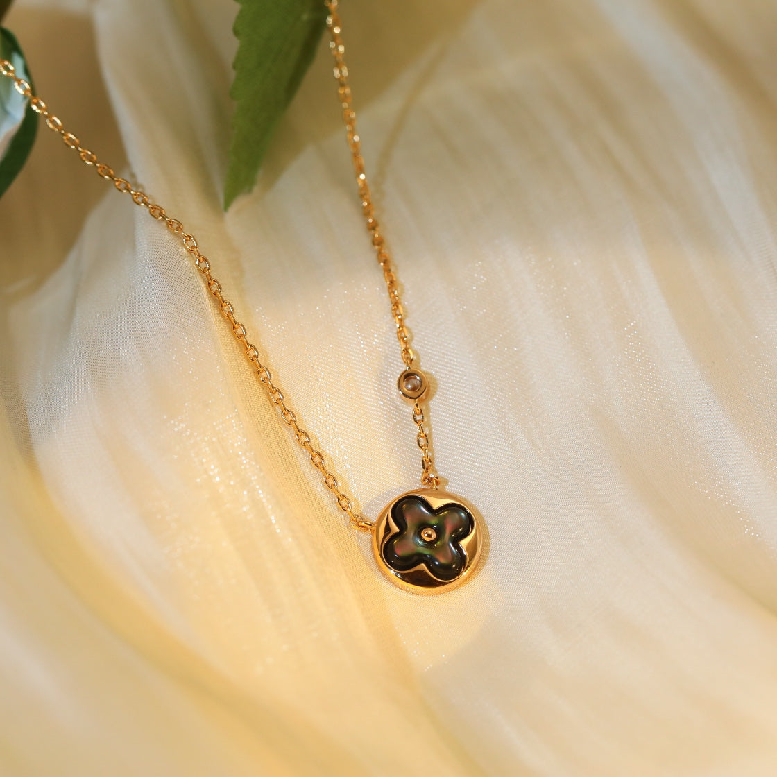 [OAKJURI Jewelry]SUN PEDANT PINK GOLD 1 DIAMOND NECKLACE