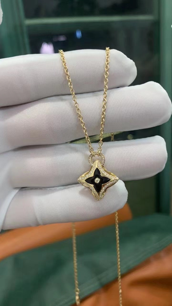 [OAKJURI Jewelry]STAR PEDANT PINK GOLD DIAMOND NECKLACE