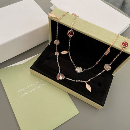 [OAKJURI Jewelry]LUCKY SPRING 15 MOTIFS ROSE GOLD NECKLACE