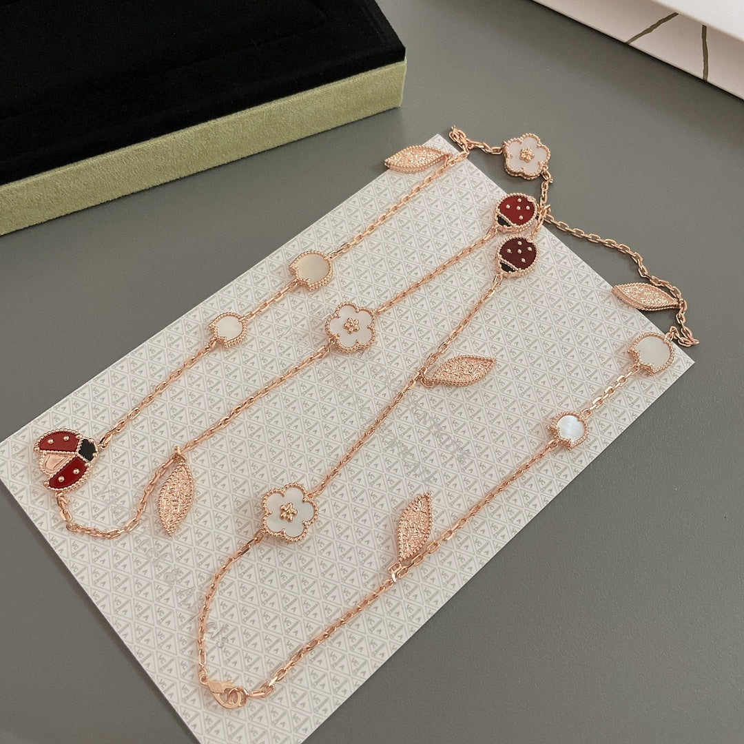 [OAKJURI Jewelry]LUCKY SPRING 15 MOTIFS ROSE GOLD NECKLACE