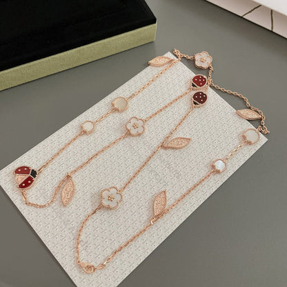 [OAKJURI Jewelry]LUCKY SPRING 15 MOTIFS ROSE GOLD NECKLACE