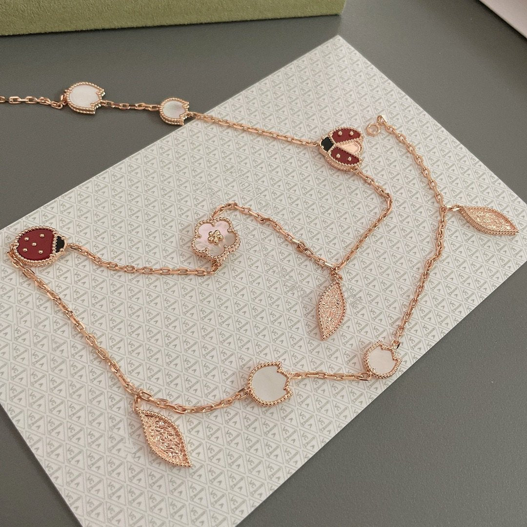 [OAKJURI Jewelry]LUCKY SPRING 15 MOTIFS ROSE GOLD NECKLACE