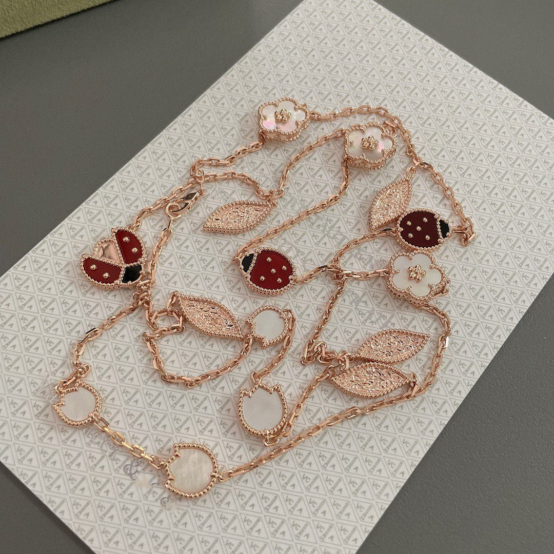[OAKJURI Jewelry]LUCKY SPRING 15 MOTIFS ROSE GOLD NECKLACE
