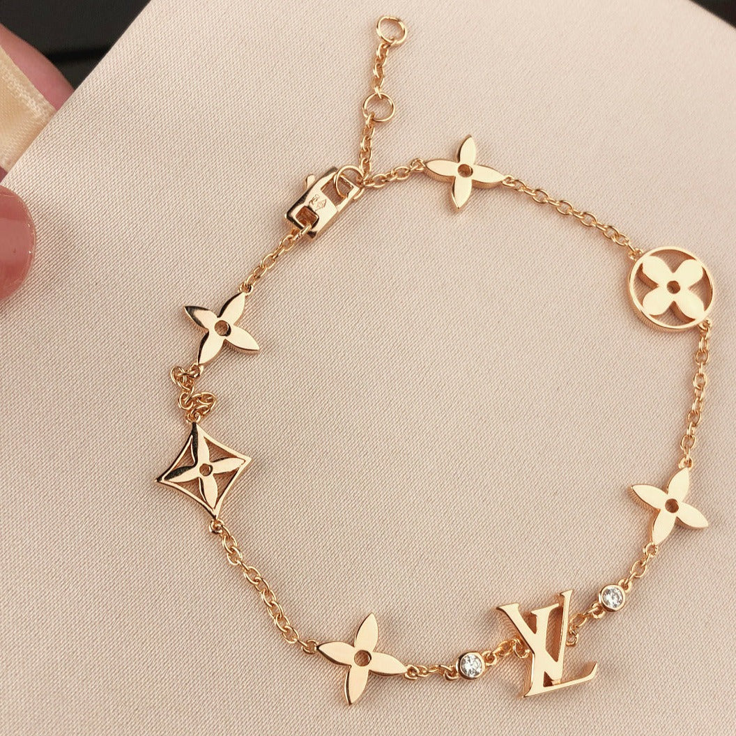 [OAKJURI Jewelry]STAR AND SUN 7 MOTIFS GOLD BRACELET