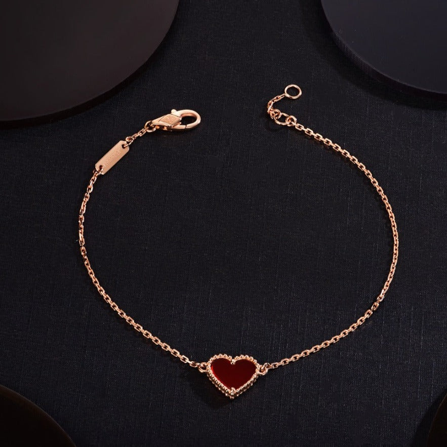 [OAKJURI Jewelry]HEART CARNELIAN PINK GOLD BRACELET