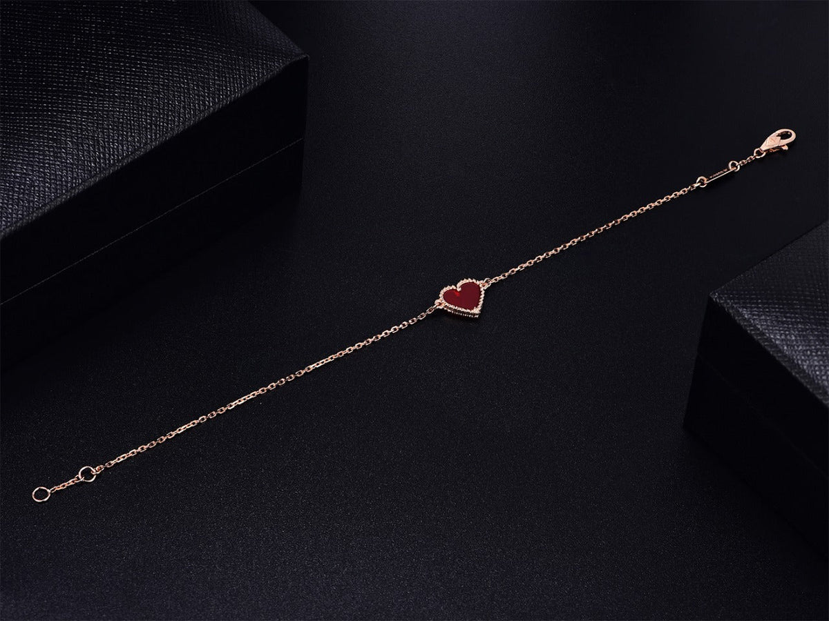 [OAKJURI Jewelry]HEART CARNELIAN PINK GOLD BRACELET