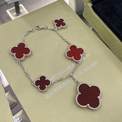 [OAKJURI Jewelry]CLOVER 5 MOTIFS SIVLER CARNELIAN BRACELET
