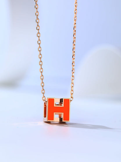 [OAKJURI Jewelry]H CAGE PINK GOLD NECKLACE
