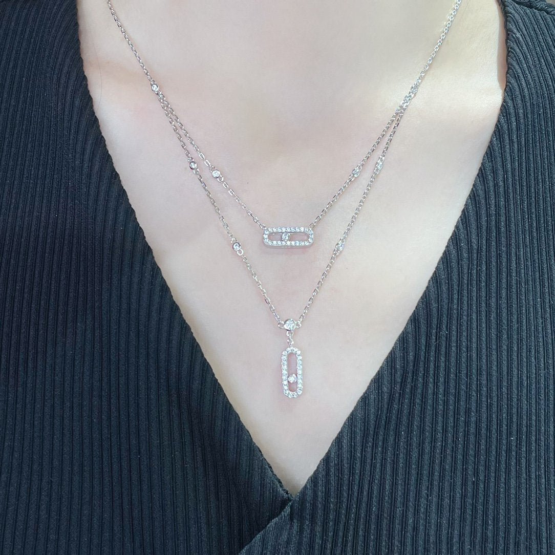 [OAKJURI Jewelry]MOVE 2 ROW DIAMOND NECKLACE