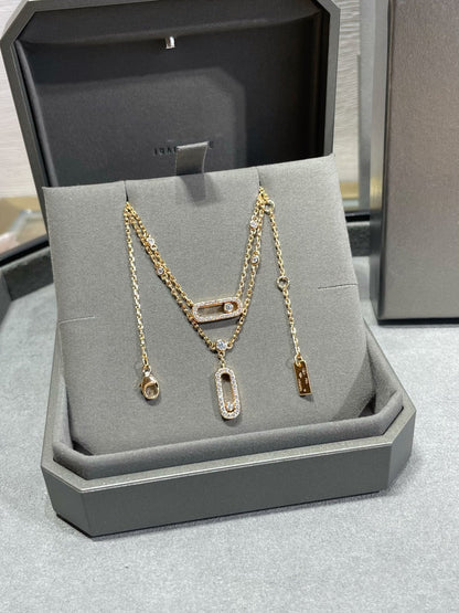 [OAKJURI Jewelry]MOVE 2 ROW DIAMOND NECKLACE