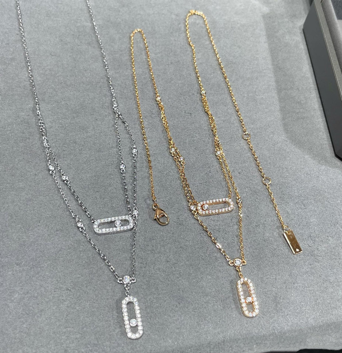 [OAKJURI Jewelry]MOVE 2 ROW DIAMOND NECKLACE