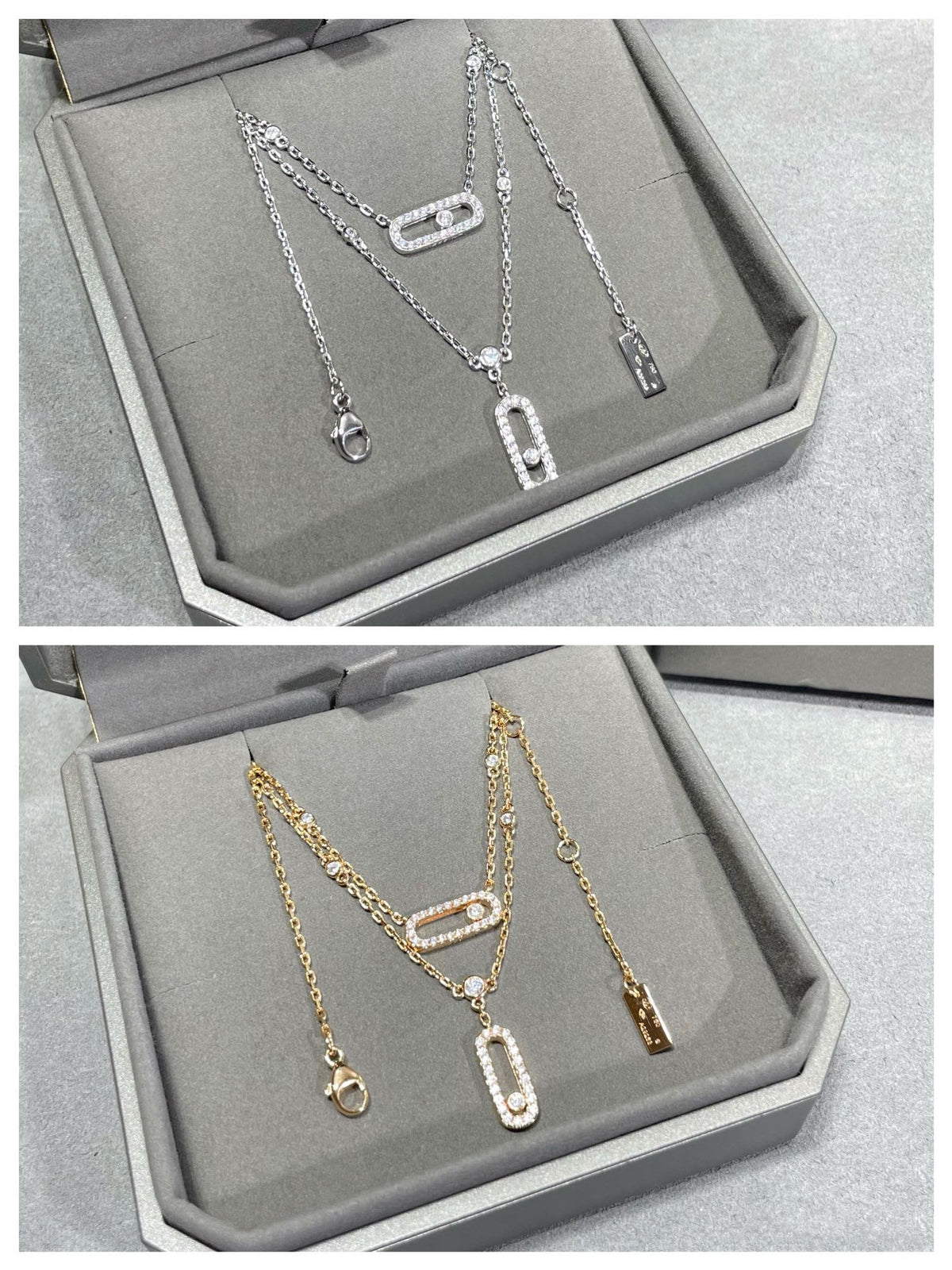 [OAKJURI Jewelry]MOVE 2 ROW DIAMOND NECKLACE