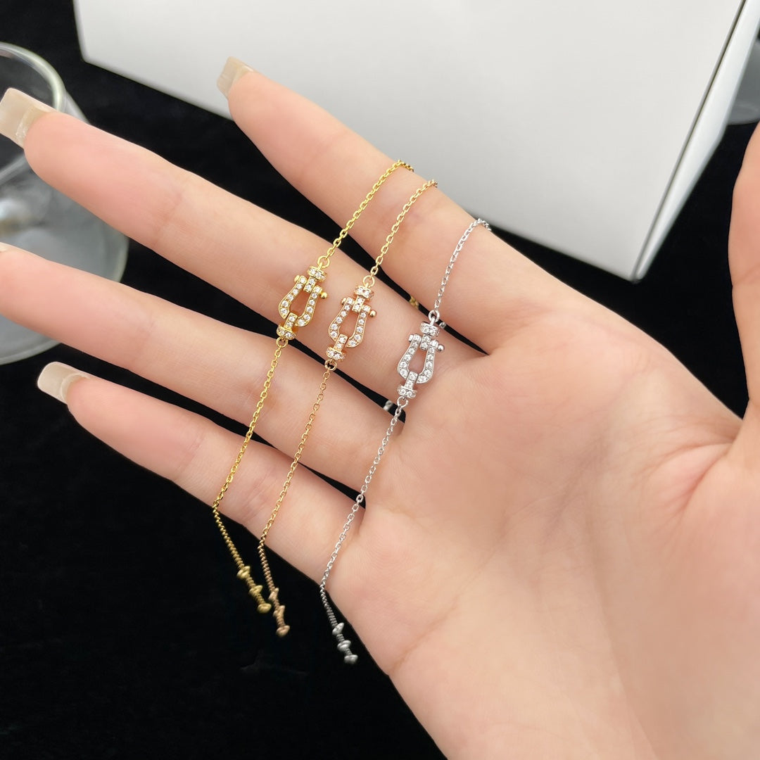 [OAKJURI Jewelry]FORCE 10 FULL DIAMOND BUCKLE CHAIN LINK MINI MODEL