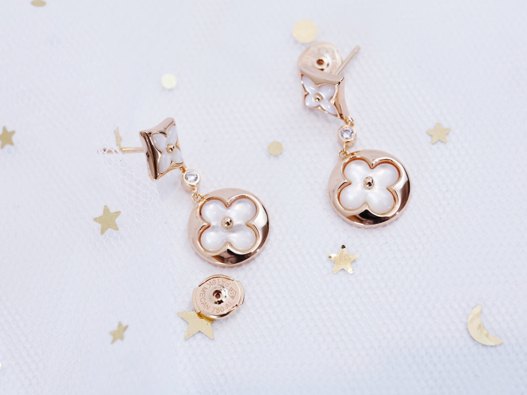 [OAKJURI Jewelry]STAR AND SUN PINK GOLD MOP DROP EARRINGS
