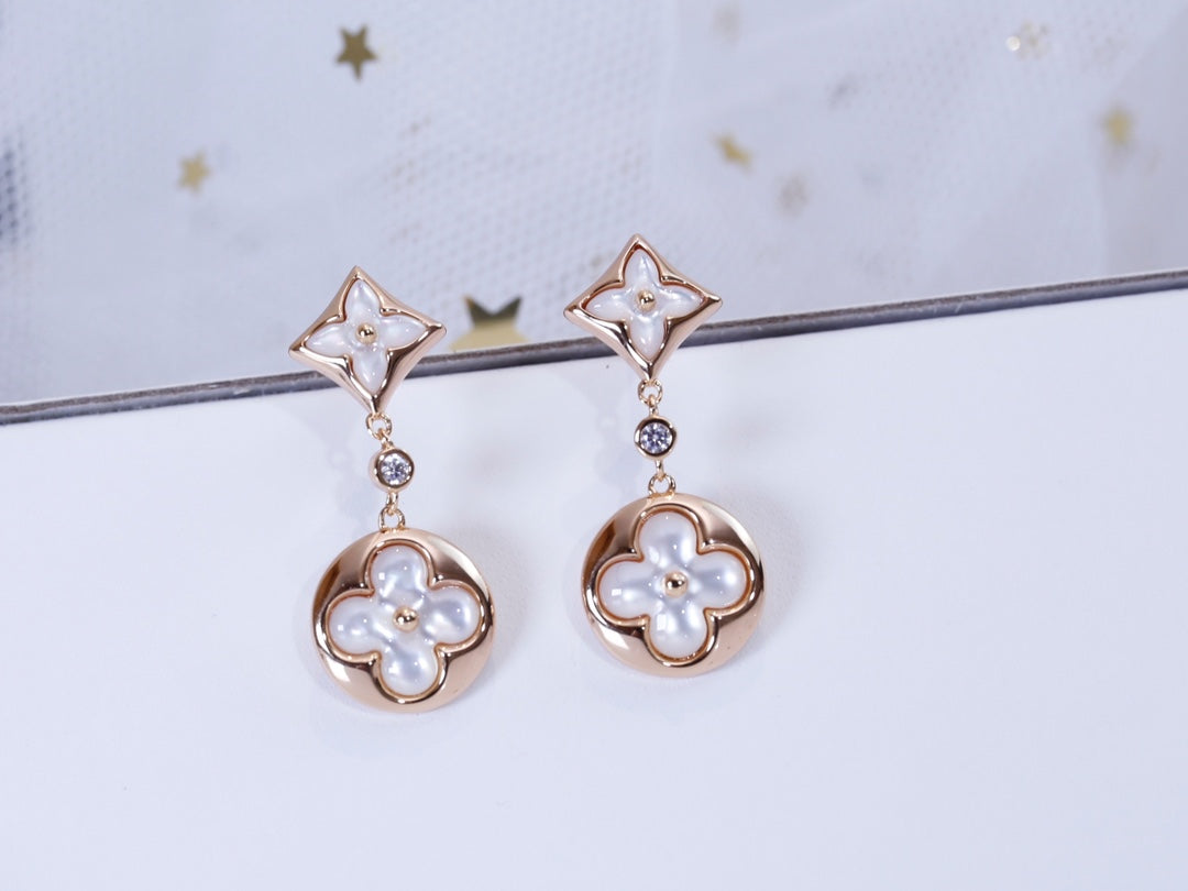 [OAKJURI Jewelry]STAR AND SUN PINK GOLD MOP DROP EARRINGS