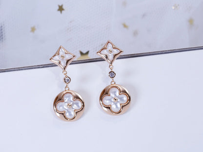 [OAKJURI Jewelry]STAR AND SUN PINK GOLD MOP DROP EARRINGS