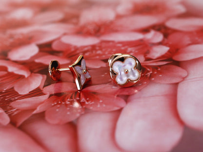 [OAKJURI Jewelry]STAR AND SUN PINK GOLD MOP STUD EARRINGS
