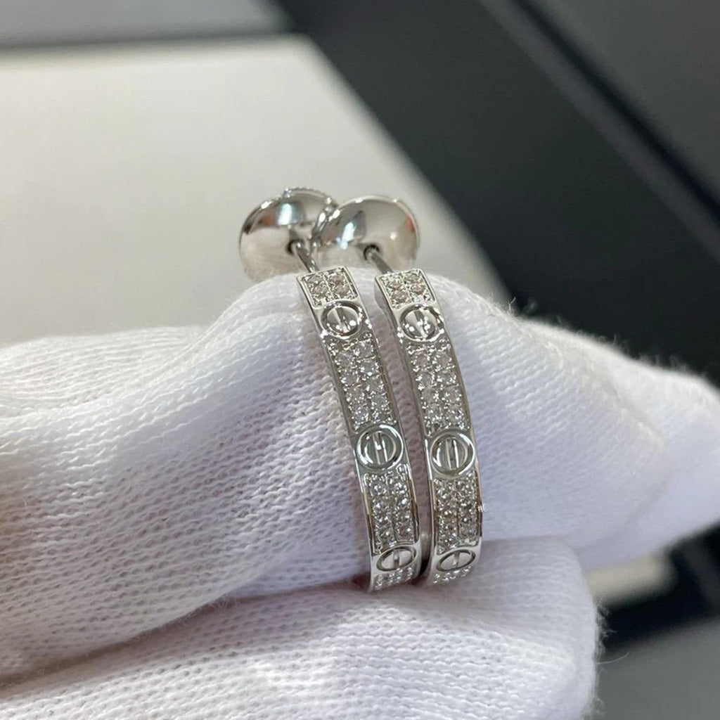 [OAKJURI Jewelry] LOVE EARRINGS 3.6MM DIAMOND PAVED