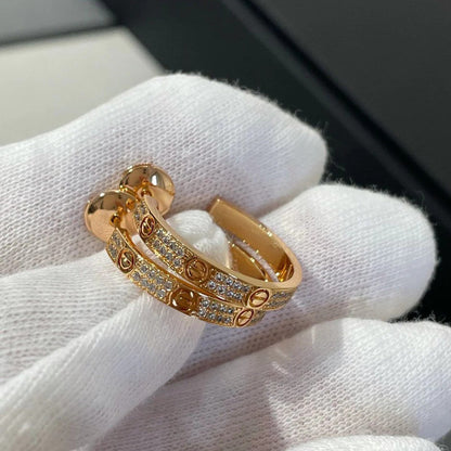 [OAKJURI Jewelry] LOVE EARRINGS 3.6MM DIAMOND PAVED