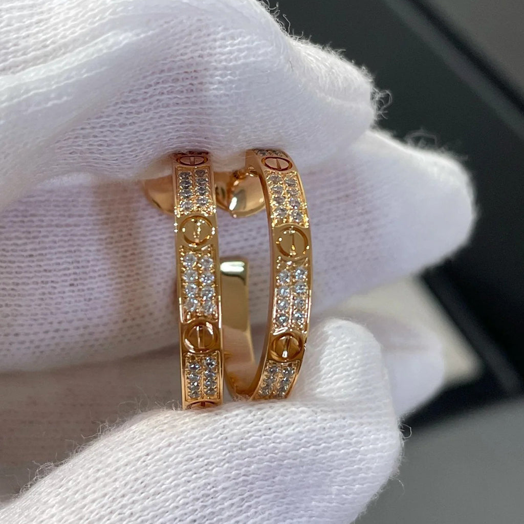 [OAKJURI Jewelry] LOVE EARRINGS 3.6MM DIAMOND PAVED