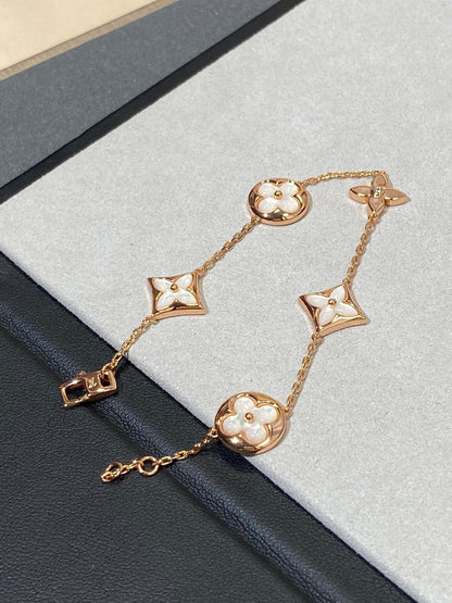 [OAKJURI Jewelry]STAR AND SUN 5 MOTIF MOP PINK GOLD BRACELET