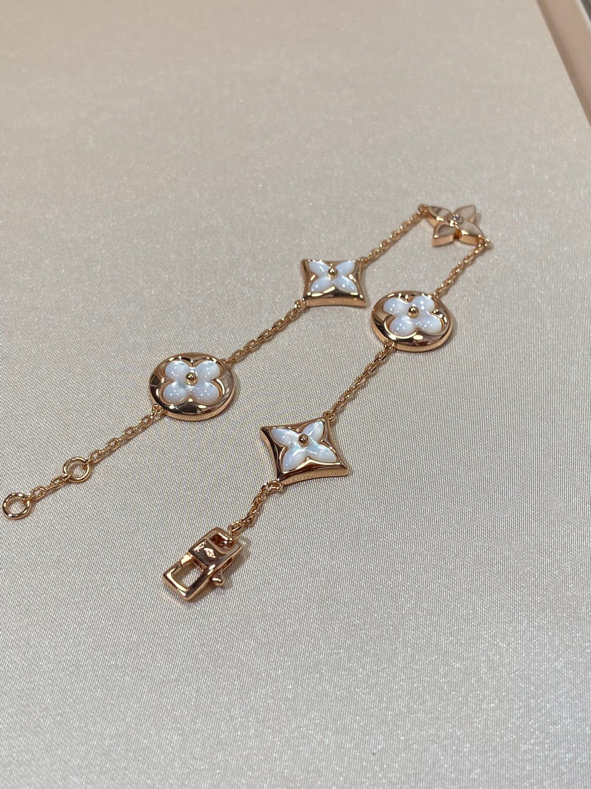 [OAKJURI Jewelry]STAR AND SUN 5 MOTIF MOP PINK GOLD BRACELET