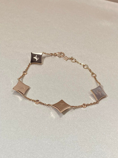 [OAKJURI Jewelry]STAR 4 MOTIF MOP DIAMOND PINK GOLD BRACELET