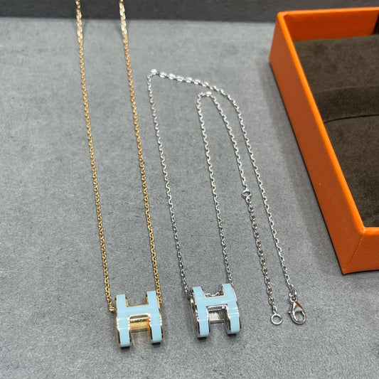 [OAKJURI Jewelry]POP H SKY BLUE NECKLACE