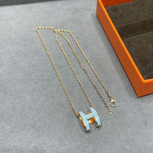 [OAKJURI Jewelry]POP H SKY BLUE NECKLACE