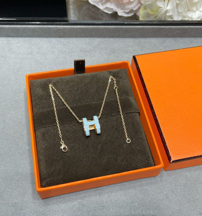 [OAKJURI Jewelry]POP H SKY BLUE NECKLACE