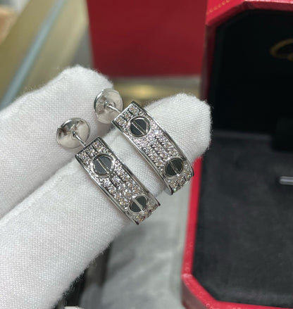 [OAKJURI Jewelry] LOVE CERAMIC DIAMOND PAVED SILVER EARRINGS