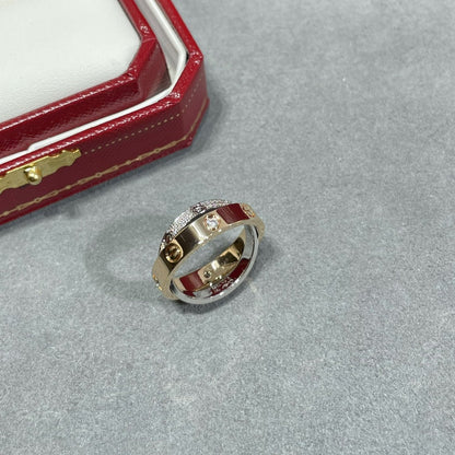 [OAKJURI Jewelry] LOVE PINK GOLD SILVER DIAMOND DOUBLE RING