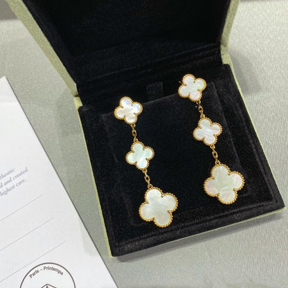[OAKJURI Jewelry]CLOVER MOP 3 MOTIFS GOLD EARRINGS