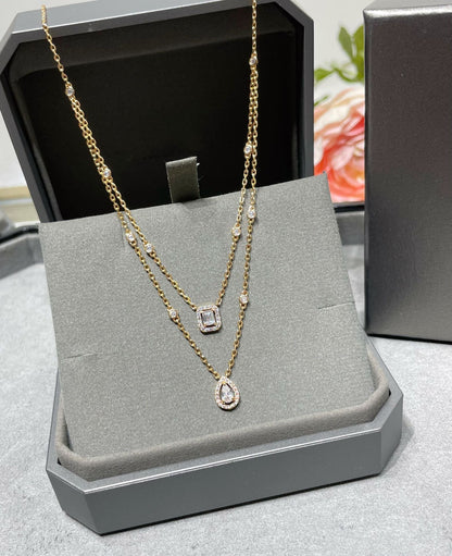 [OAKJURI Jewelry]MY TWIN 2 ROW DIAMOND NECKLACE