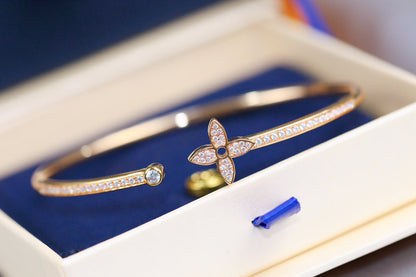 [OAKJURI Jewelry]IDYLLE PINK GOLD OPEN BRACELET DIAMOND PAVED
